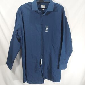 NWT Kenneth Cole Unlisted Dark Navy Blue Button Up Dress Shirt, Tall 20 35/36